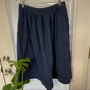 Vintage Flared Midi Skirt Medium Adini Pockets Blue Striped Juniors 15